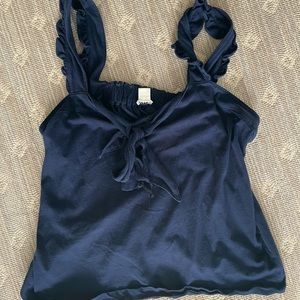Navy JCREW tank top with ruffle straps
